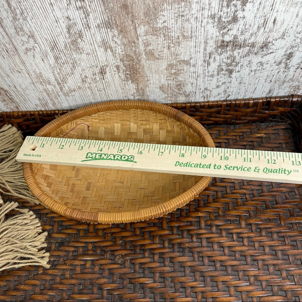 MCM Bamboo Weave Basket Vtg Bamboo Bowl Basket - Picture 7 of 7